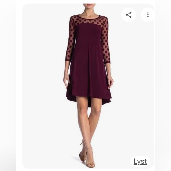 Nina Leonard Dresses & Skirts - *NWT* Nina Leonard Illusion Burgundy High Low Swing Dress Size XL